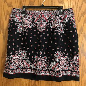 NWT Talbots Pencil Skirt Bandanna Navy White Red Paisley Cotton 16WP Lined Zip